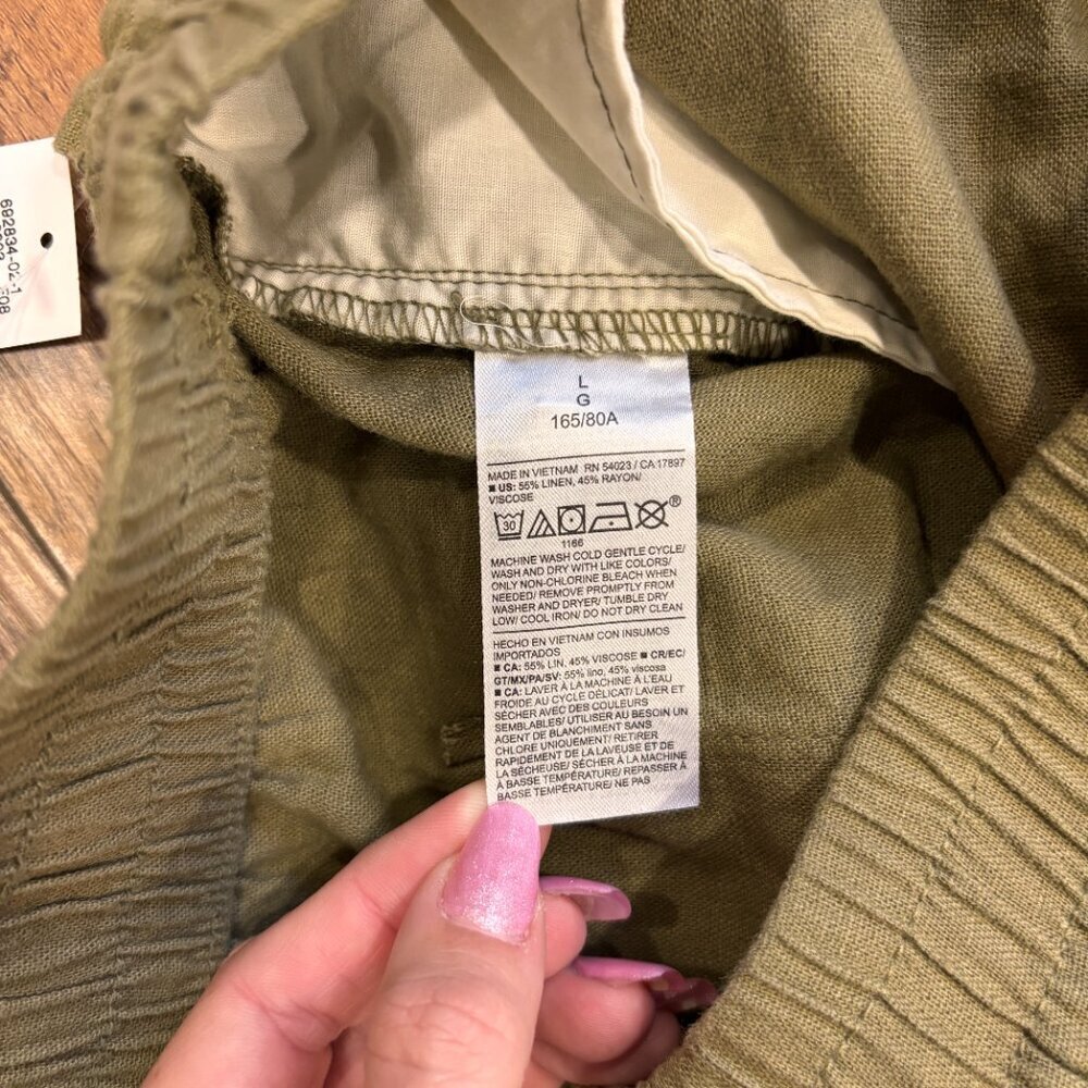 Old Navy Womens Size L Green High Waisted Linen Blend 3.5" Inseam Shorts NWT - Picture 6 of 10